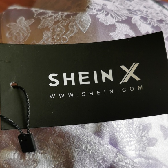 *NWT* SHEIN X MARÍA PONCE High Waist Floral Jacquard Wide Leg Pants - Picture 8 of 8